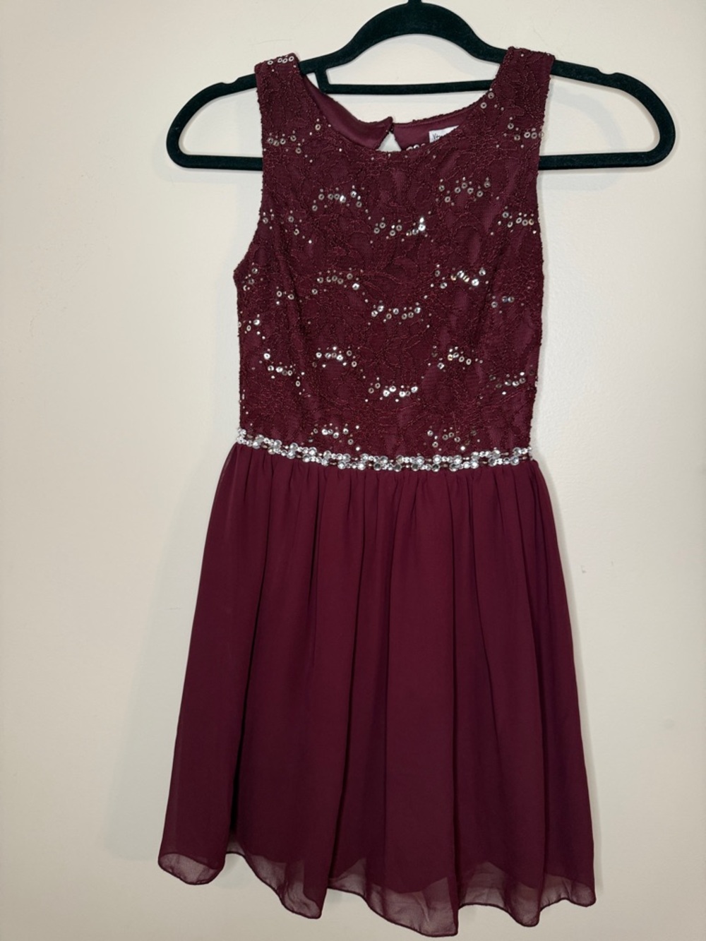 Xtraordinary Burgundy Sequin Lace Party Dress